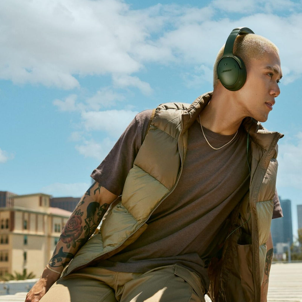Bose QuietComfort Bluetooth Headphones, Wireless Headphones with Active Over Ear Noise Cancelling and Mic, Deep Bass, Up to 24 Hours of Playtime, Blue Dusk - Limited Edition Color