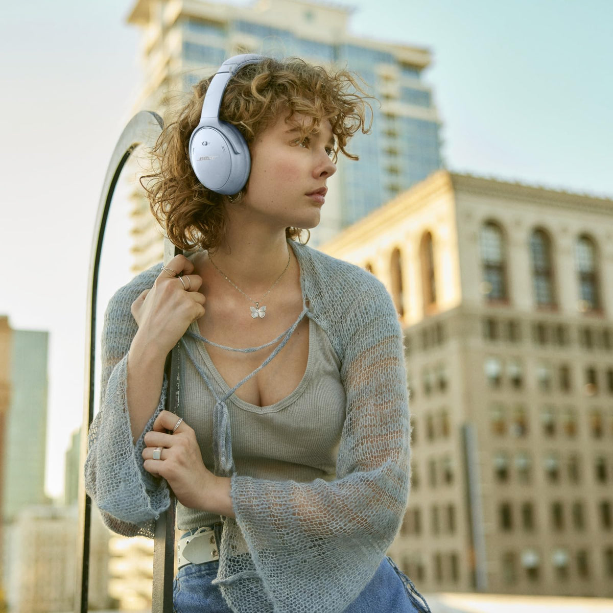 Bose QuietComfort Bluetooth Headphones, Wireless Headphones with Active Over Ear Noise Cancelling and Mic, Deep Bass, Up to 24 Hours of Playtime, Blue Dusk - Limited Edition Color